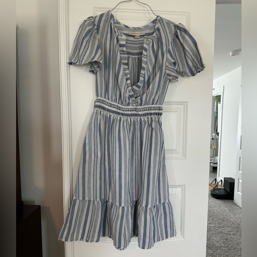 Monteau Blue and White Striped Mini Dress